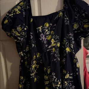 Time and Tru Floral Mini Dress - Black, Yellow, Purple